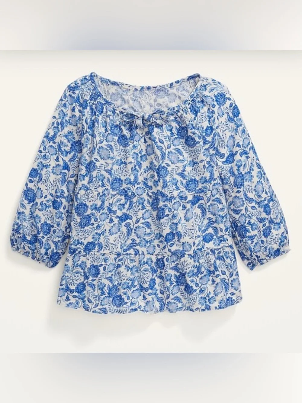 Old Navy Girls Blue Floral Peasant Top Size L 10/12
